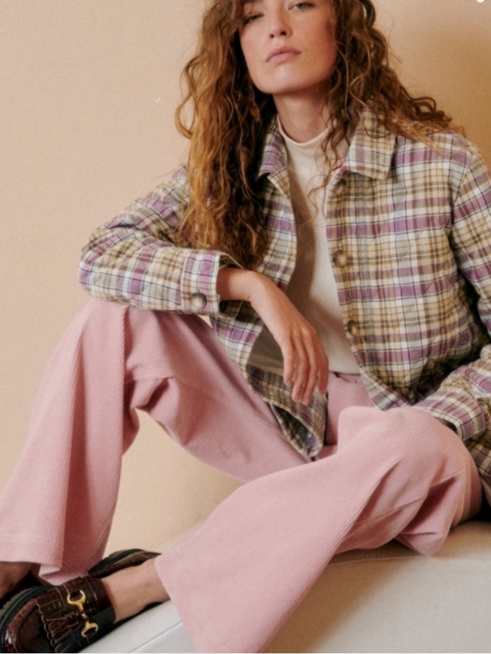 NWT Sezane Will Jacket in Violet Check Paid Small S New